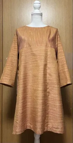 着物リメイク　紬のAラインチュニックワンピース