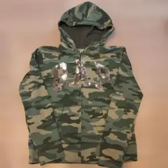 GAPスパンコール 迷彩柄 y2k フルジップ パーカー ギャル最安値