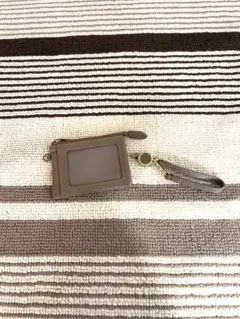 グレーのジッパー付きパスケース