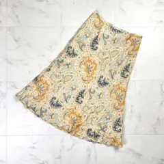 美品 スキャパ シルクフレアスカート ベージュ オレンジ サイズ36*ND287のサムネイル