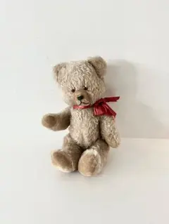 【Vintage】ぬいぐるみ　ベア　赤リボン