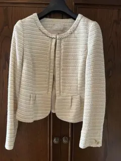 any sis⭐︎セレモニーノーカラー ジャケット、上着、ラメ、生成りMのサムネイル