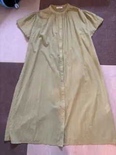 Samansa Mos2 半袖シャツワンピース 黄緑