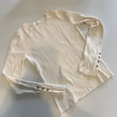 y*o様 GUアイボリー リブ編み 長袖セーター Sサイズ