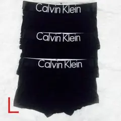 ボクサーパンツ　3枚セット　カルバンクライン　ビッグロゴ　Ｌサイズ　ブラック