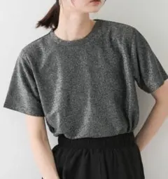 クルーネックラメTシャツ　センスオブプレイス　ブラック