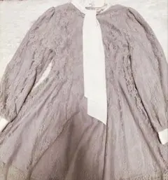 evelyn エブリン ワンピース OP レース リボン アイスグレー