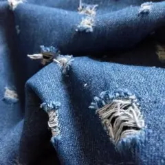 デニム生地　⑤クラッシュ（ウォッシュブルー）　男前　ダメージ　即日発送です