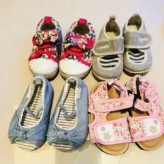 女の子 子供靴 4足セット 13cm 13.5cm 西松屋 サンダル＆スニーカー