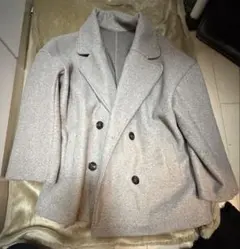 グレーのダブルブレストピーコート Sサイズ