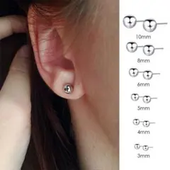 シルバー ボールピアス サージカルステンレス 両耳 20G 1ポイントピアス