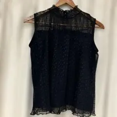 Khalita ドット柄フリルノースリーブチュニック　M