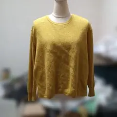 マスタード色 長袖ニット セーター made in Japan