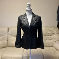 3ブラックレザーブレザー