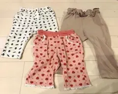 ベビー服 80cmパンツ3点セット いちご柄 リボン柄