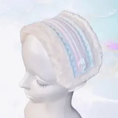 【ヘッドドレス】 ボア 白 水色 ピンク 天使界隈 ロリータ ハンドメイド