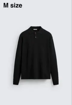 ZARA（ザラ）| ソフトニットポロシャツ ブラック Mサイズ