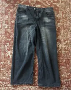 ダークグレー ワイドレッグデニム