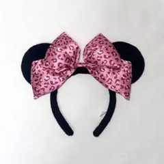 ディズニー ミニーマウス ヒョウ柄リボン カチューシャ