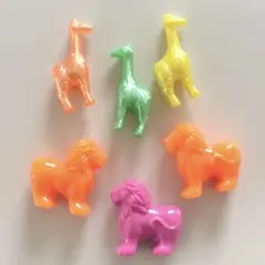 カラフルなライオンとキリンのビーズ6個セット