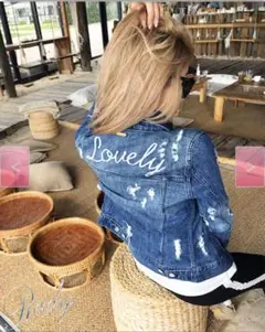 美品【Rady】Lovelyクラッシュデニムジャケット ブルー
