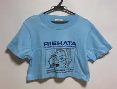 RIEHATA×moussy グラフィック クロップドTシャツ　水色