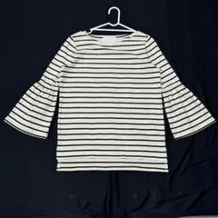 Kaon ボーダー 長袖Tシャツ カットソー フレアスリーブ 日本製 カオンのサムネイル