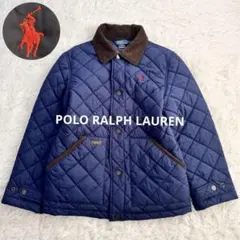 美品 ポロラルフローレン キルティングジャケット 刺繍ロゴ コーデュロイ 紺