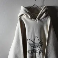 希少 90s USA製 old adidas センターロゴ 刺繍 肉厚 パーカー