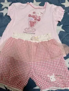クーラクール♡95 チェック　リボンパフェ半袖　ショートパンツ　セットアップ