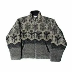 【一点物】ノルディック柄 ボア フリースジャケット 古着