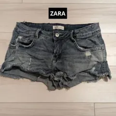 【ZARA】ダメージ加工 デニムショートパンツ 切りっぱなし S〜M相当のサムネイル