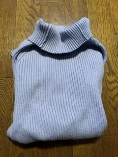 ハイネックセーター　水色　タートルネックニットセーター