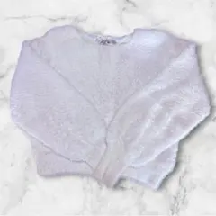【美品】INGNIバックリボン シャギーニット セーター ホワイト 長袖