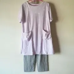 限定1点。肌触り抜群!!　Aラインパジャマ　パ−プル　星柄　新品