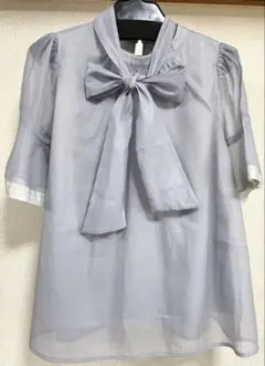 美品♡WILLSELECTION♡リボン付きシアーブラウス（サックスブルー）