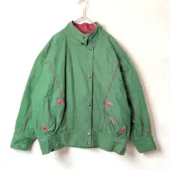 90s レトロ ブルゾン グリーン 裏地ペイズリー ヴィンテージ H.L