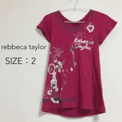 rebecca taylor ピンク系 プリントTシャツ バックリボン サイズ2のサムネイル