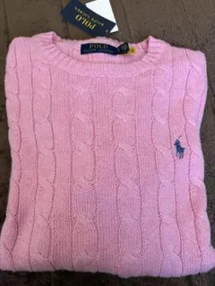 未使用　ポロ　ラルフローレン　S コットン　ピンク　ケーブルニット　セーター