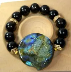 〖D688〗ラブラドライト 狼パーツ モリオン( 透け感あり) ブレスレット