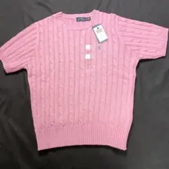 ラルフローレン半袖ケーブルニット(ピンク)サイズL
