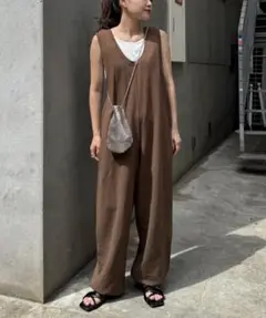 チャオパニックティピーwillow スラブ裏毛裾ドロストオールインワン ブラウン