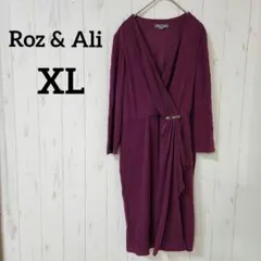 roz&ALI【XL】パープル ラップ風ドレス ビジュー風バックル フォーマル