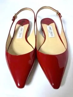デニムに！ジミーチュウJIMMY CHOOフラットパンプス赤 23-23.5cm