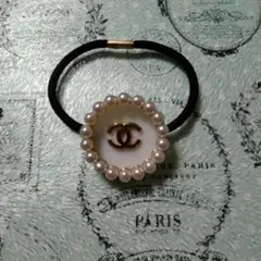 CHANEL パール　ゴールド　ヘアゴム　ホワイト