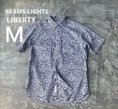 ビームスライツ × リバティ　 花柄　半袖 シャツ ブルー　Mサイズのサムネイル