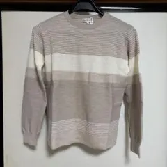 薄手長袖セーター L ベージュストライプ SIMPLE LIFE シンプルライフ