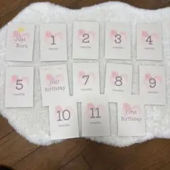 【ハガキサイズ】マンスリーカード 13枚 ハートデザイン　ハンドメイド