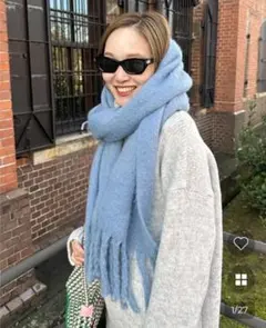 ヌグ　nugu　mignon　カラービックマフラー　skyblue