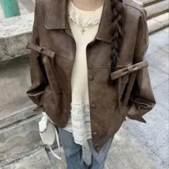 sheinリボン　レザージャケット epine bibiy thevirgins